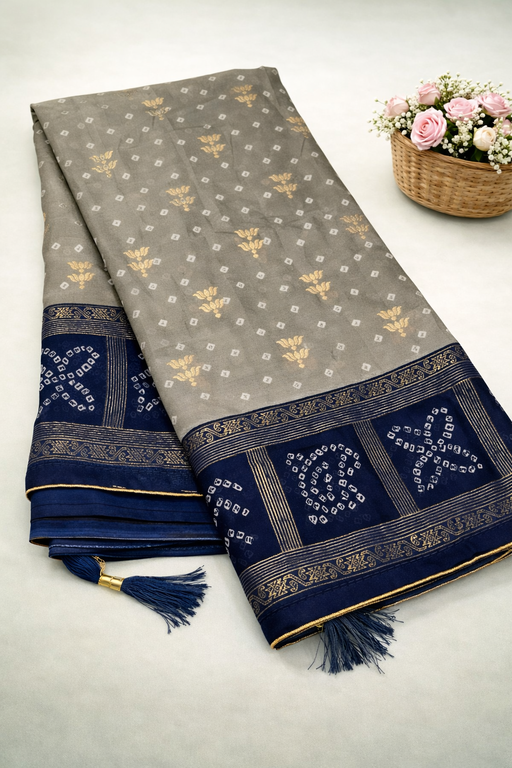 Premium Chiffon Fancy Saree with Bandini Blouse & Pallu