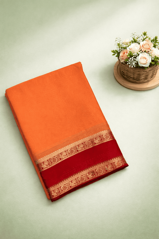 Crepe Peacock Mango Contrast