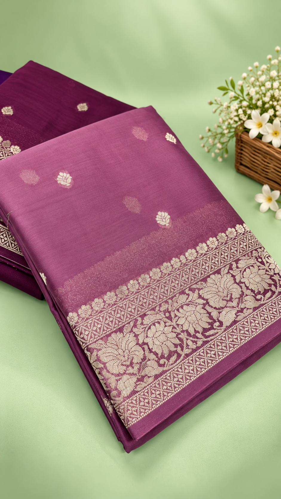 Pure Banaras Khaddi Chiffon Self Saree