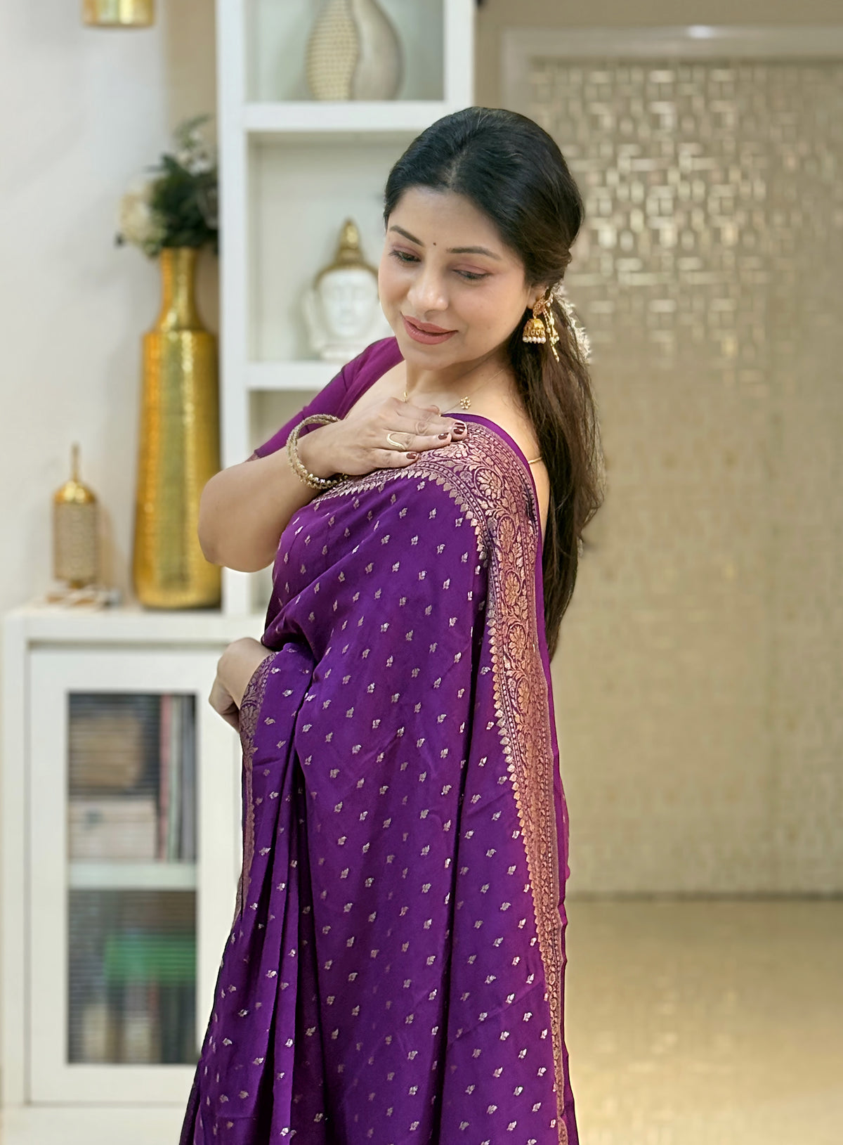 Pure Banaras Khadi Crepe with Self Border