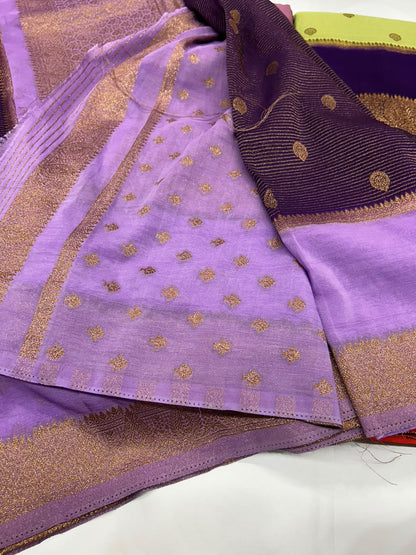 Premium Semi Banarasi Kaddi Georgette Sarees with stripes and Bentex Border