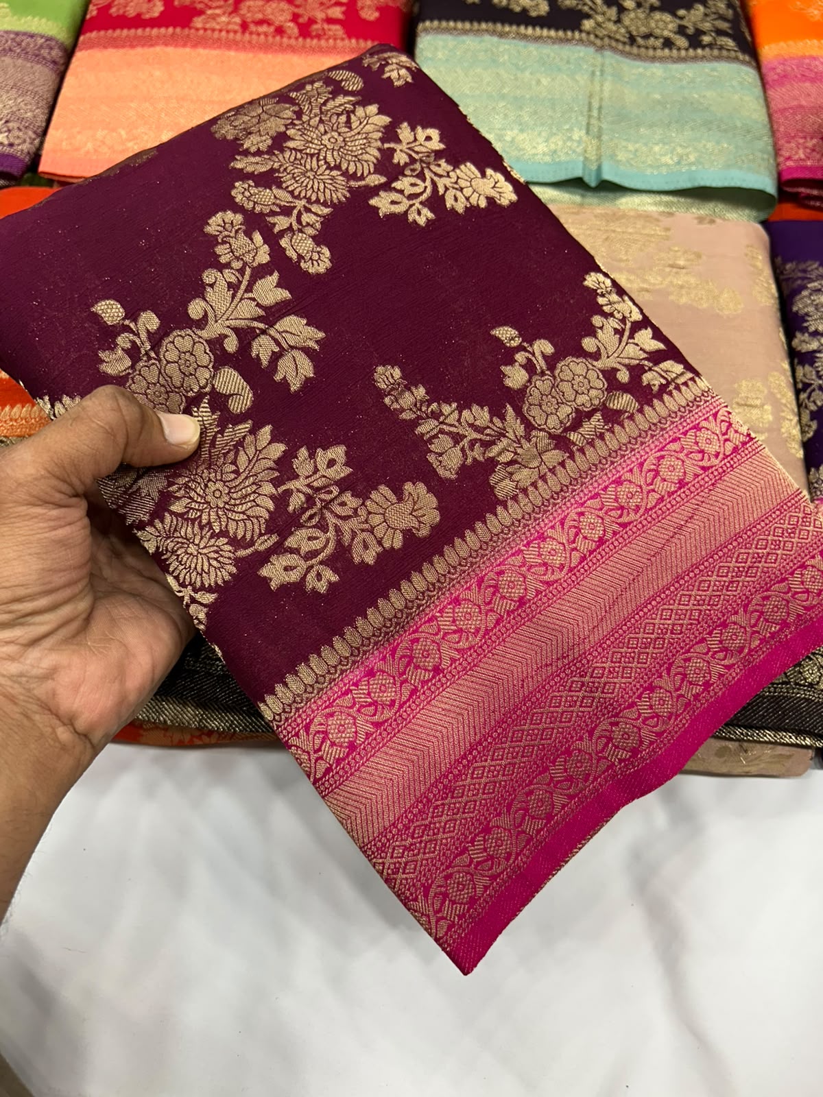 Premium Chinon Jaal with Contrast Border