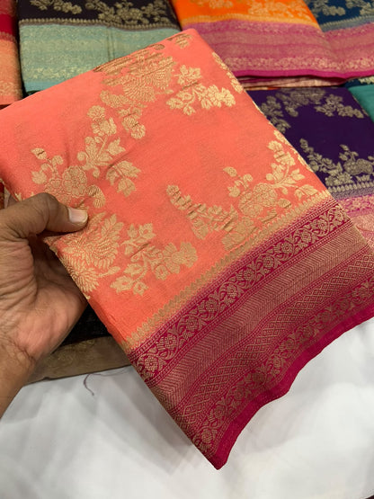 Premium Chinon Jaal with Contrast Border