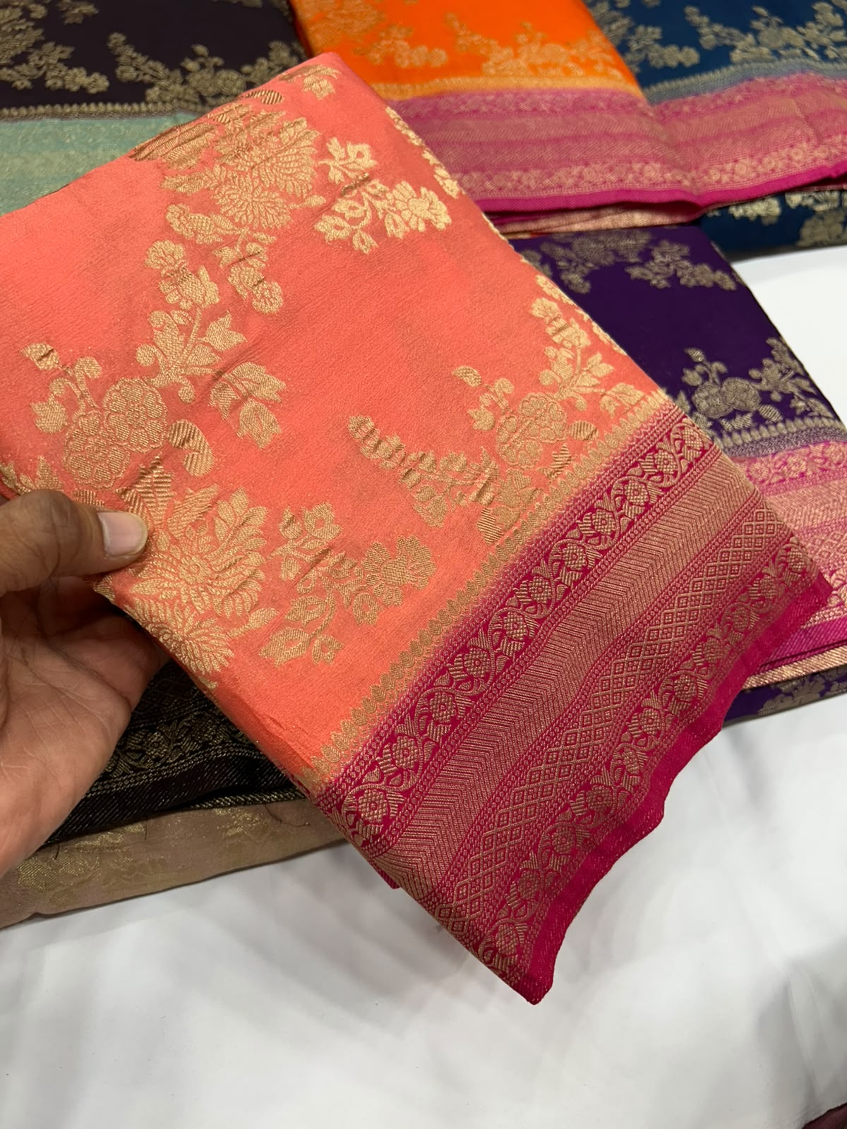 Premium Chinon Jaal with Contrast Border
