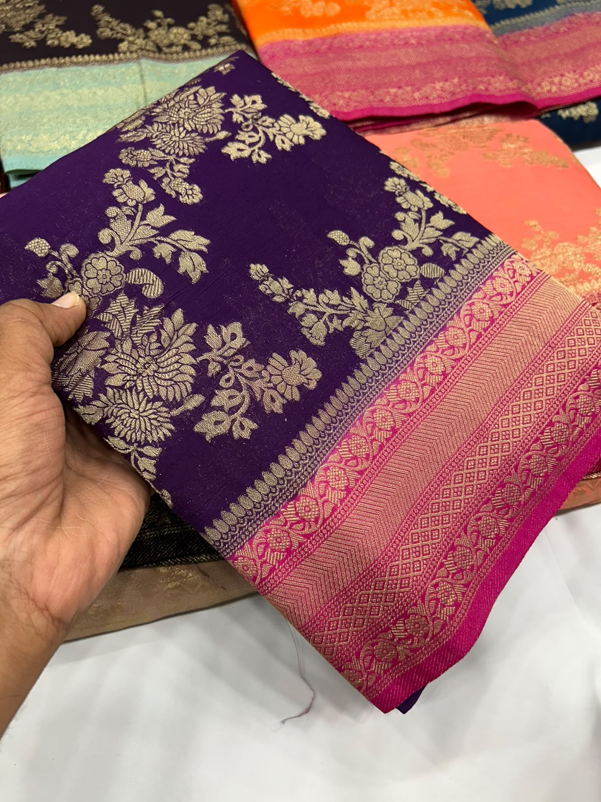 Premium Chinon Jaal with Contrast Border