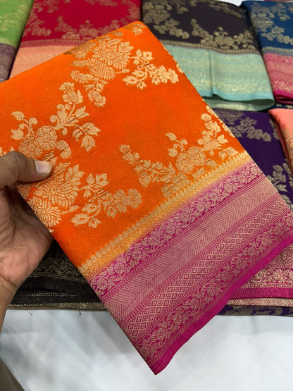 Premium Chinon Jaal with Contrast Border