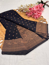 Georgette Self Elephant Border