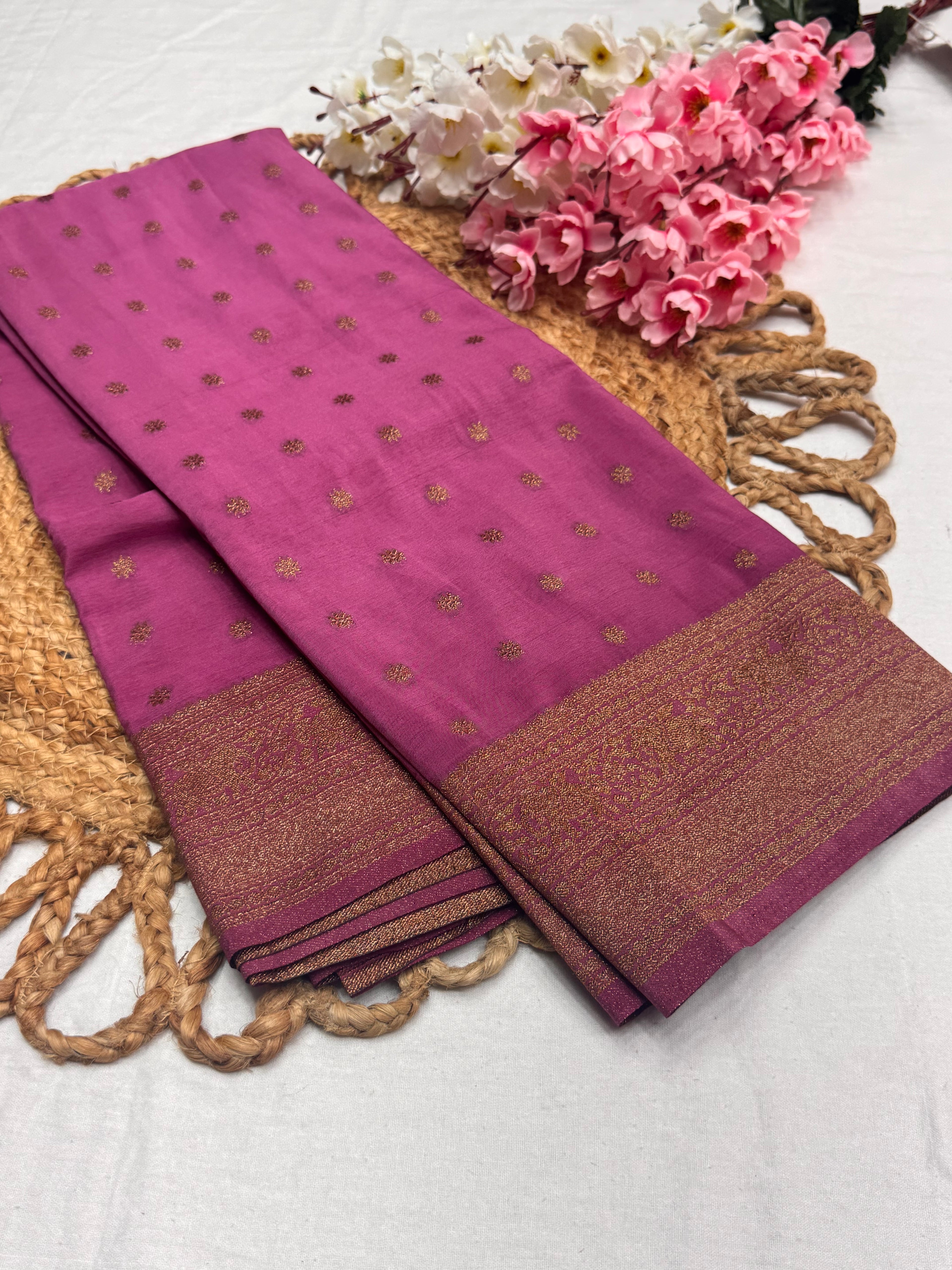 Georgette Self Elephant Border