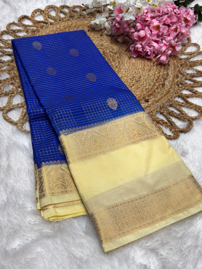 Premium Crepe Checks Rich Pallu
