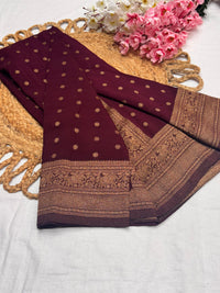 Georgette Self Elephant Border