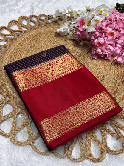 Premium Crepe Checks Rich Pallu