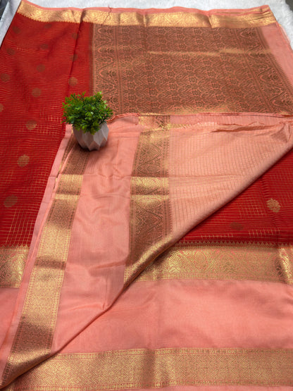 Premium Crepe Checks Rich Pallu