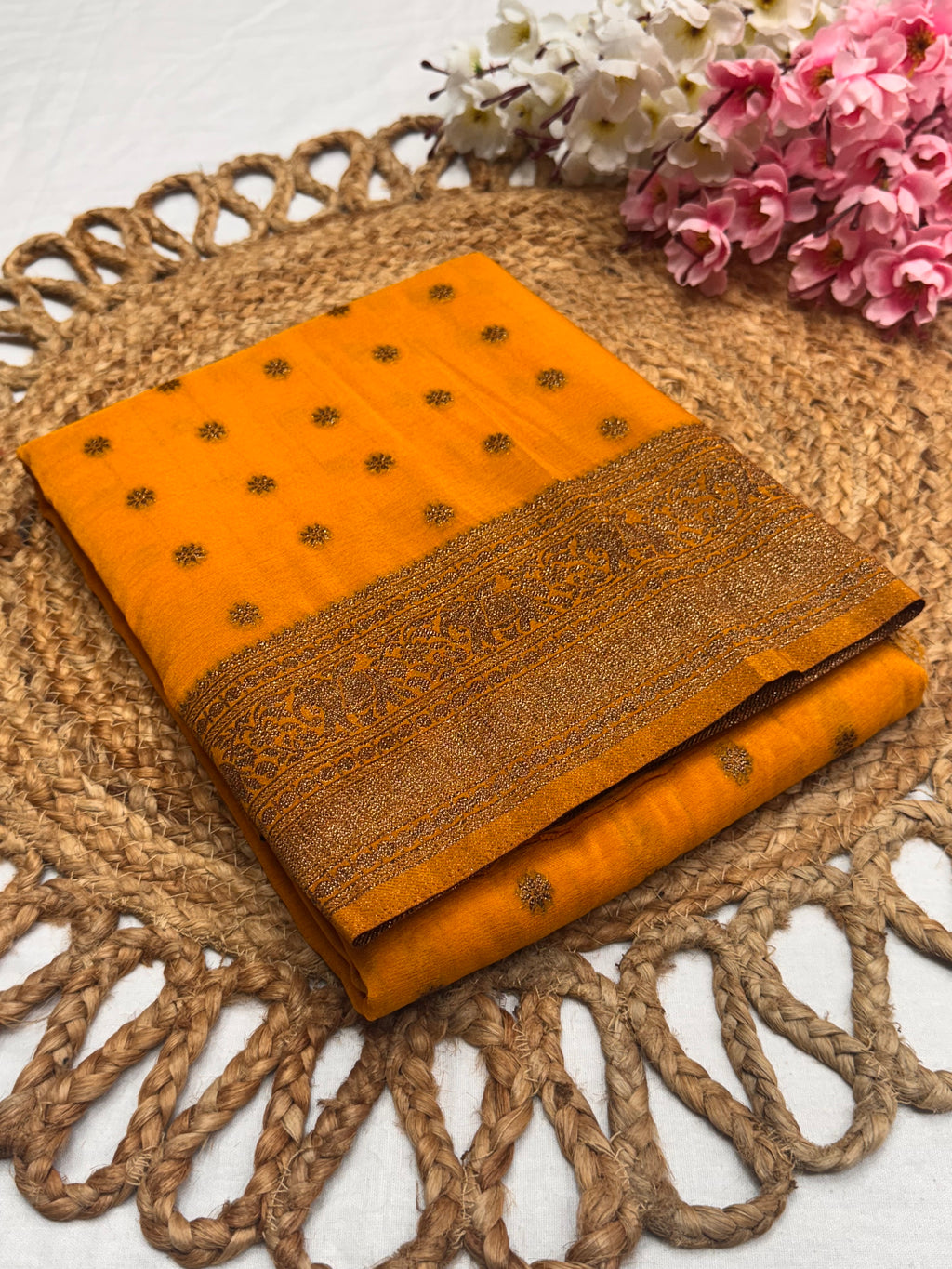 Georgette Self Elephant Border