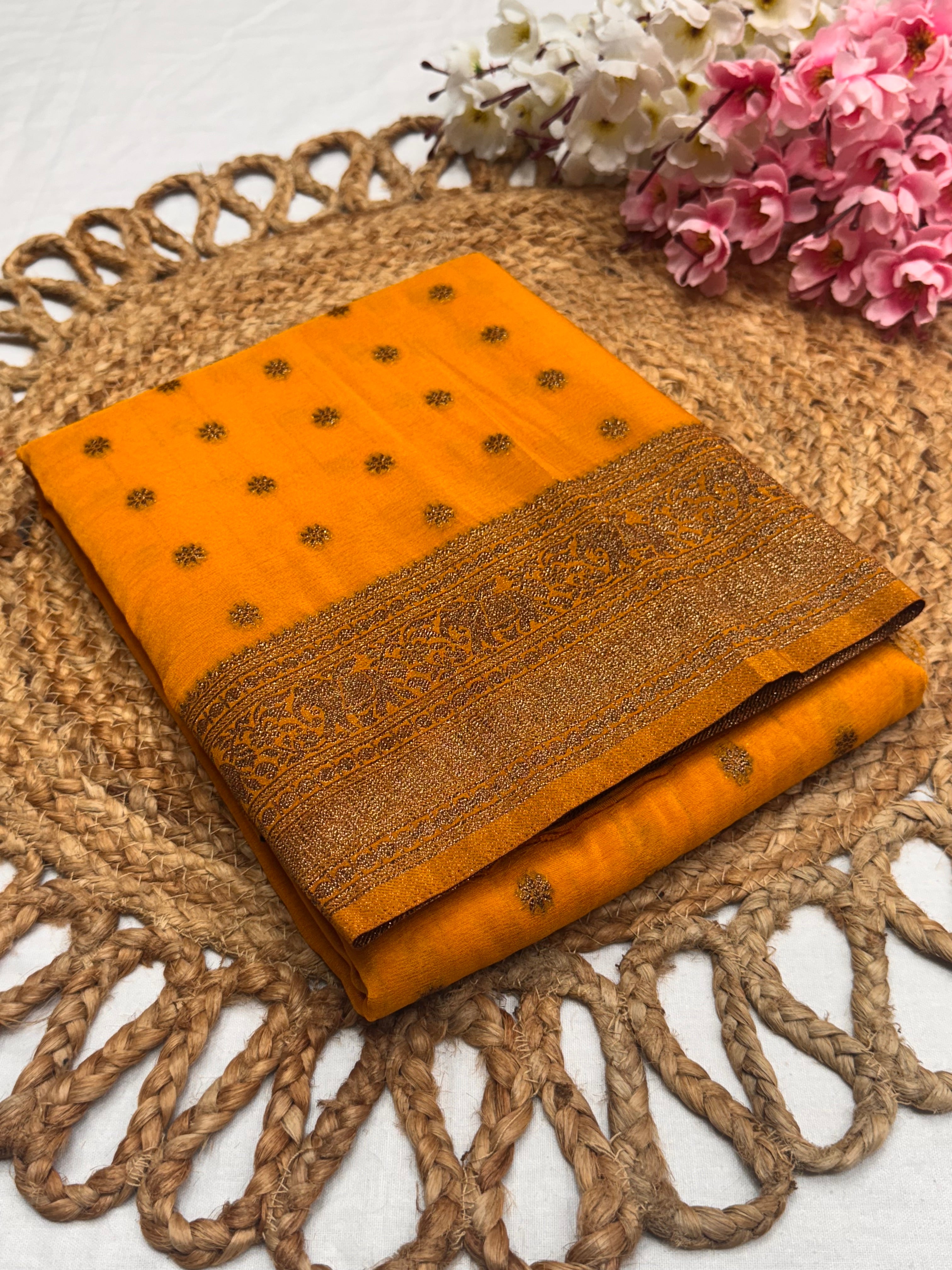 Georgette Self Elephant Border