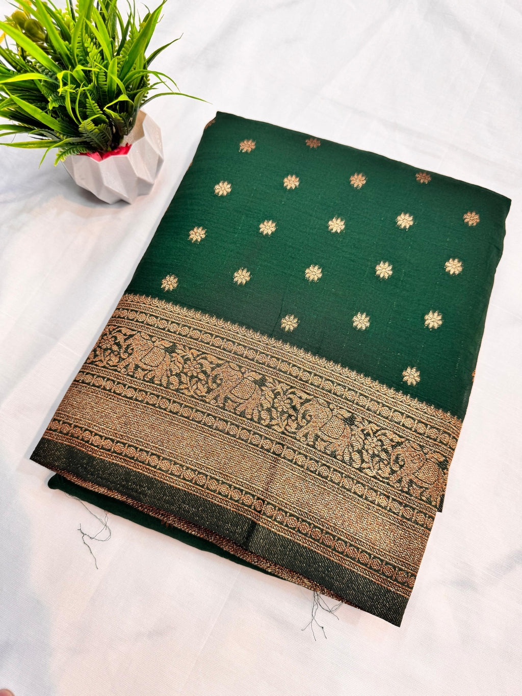 Georgette Self Elephant Border