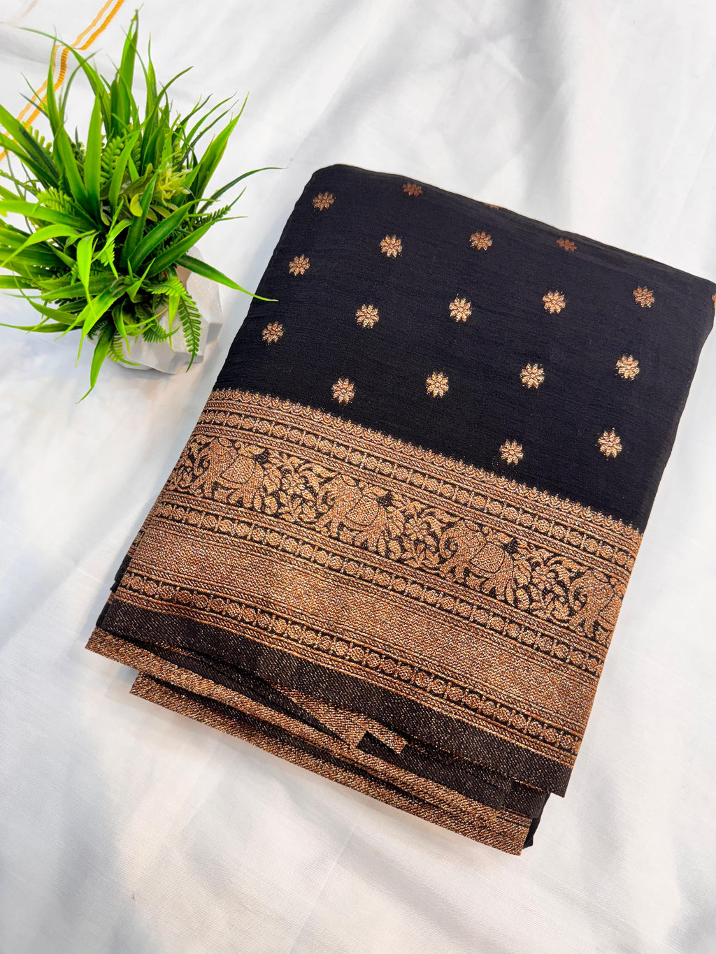 Georgette Self Elephant Border