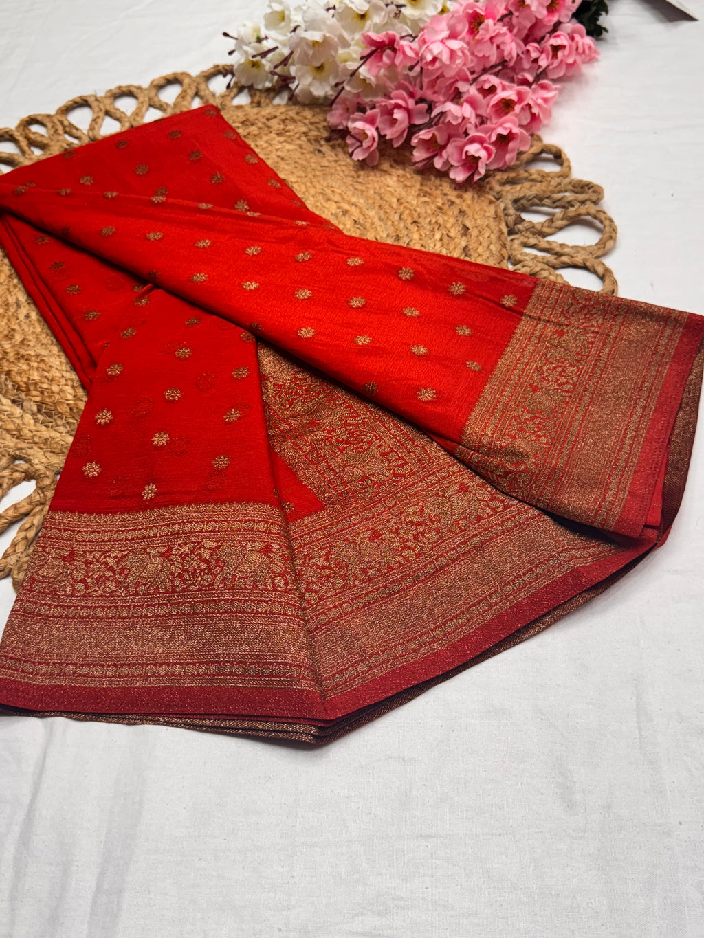 Georgette Self Elephant Border