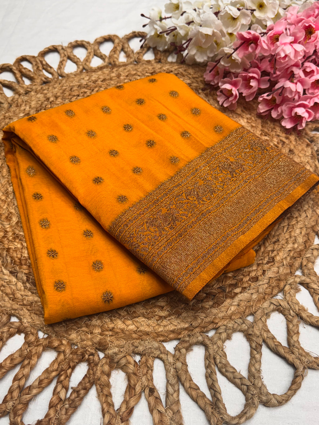 Georgette Self Elephant Border