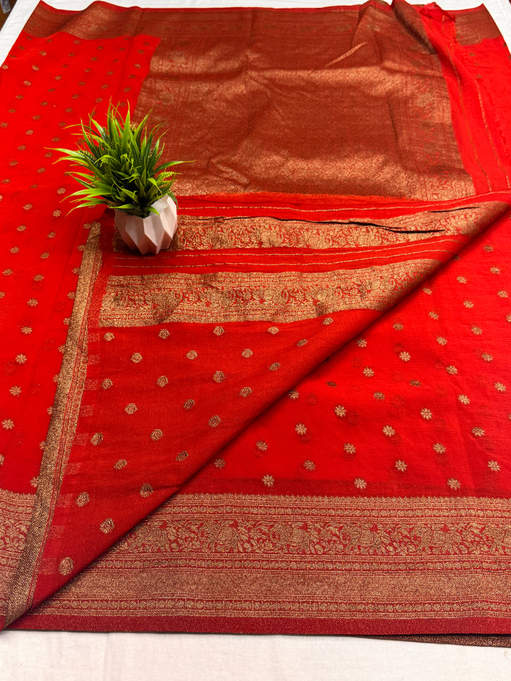 Georgette Self Elephant Border