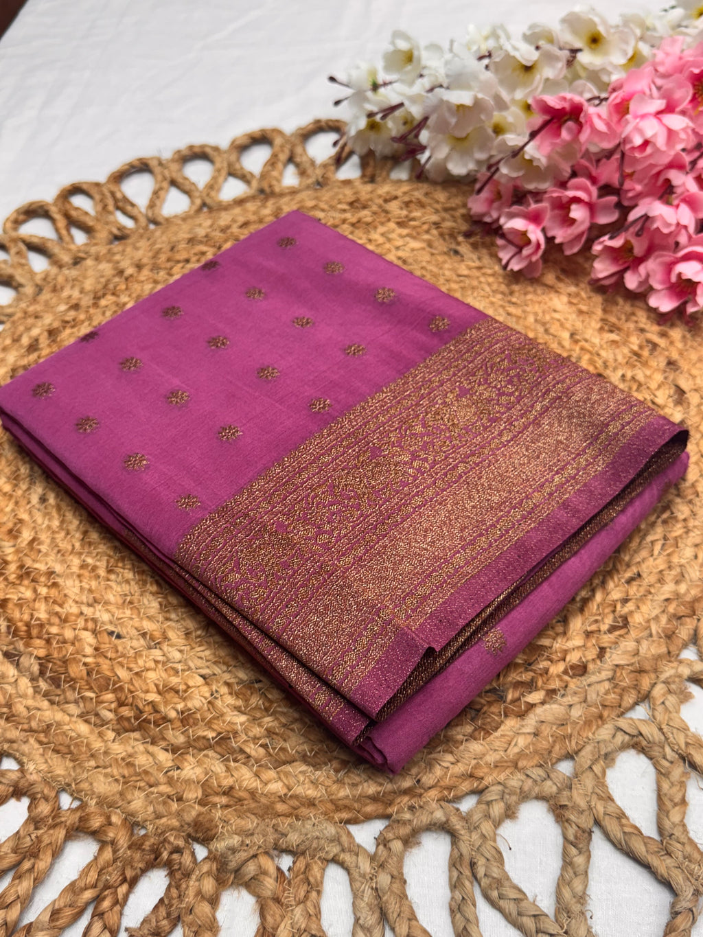 Georgette Self Elephant Border