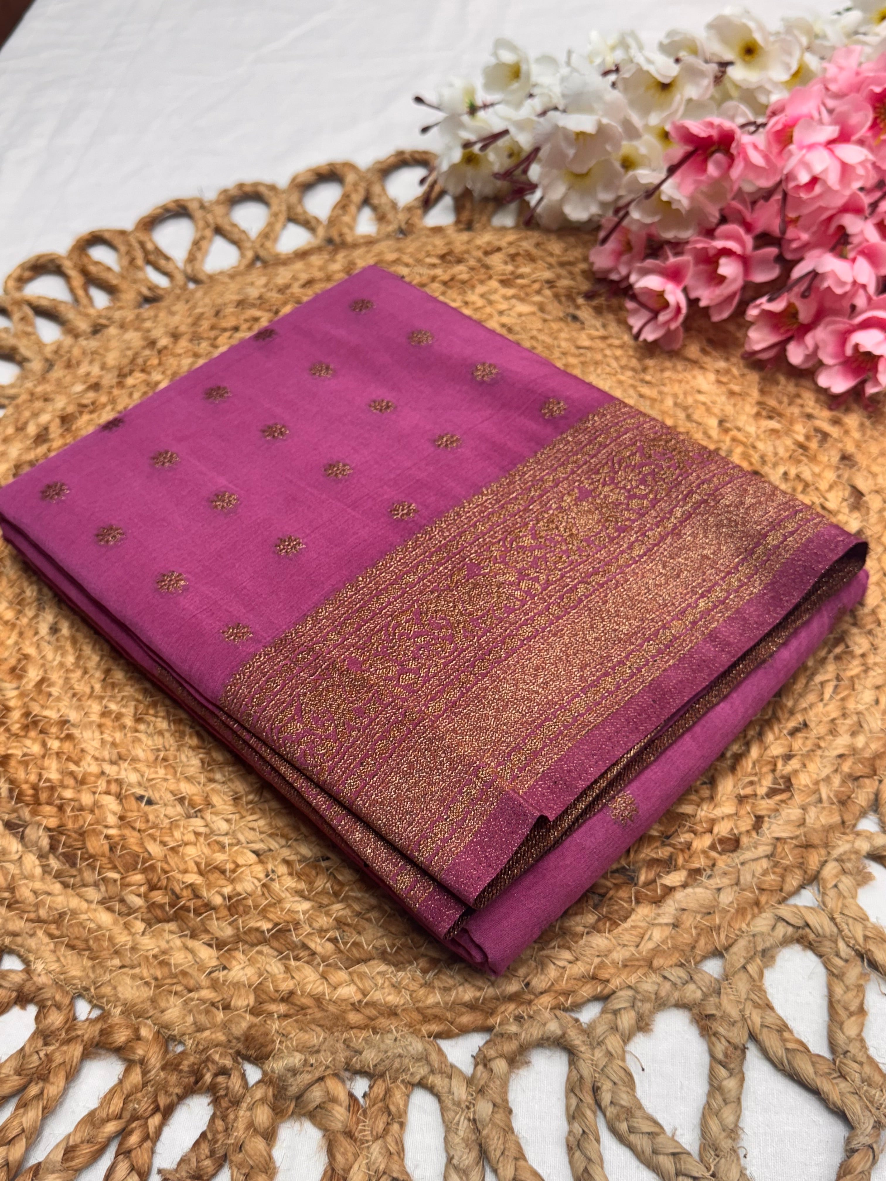 Georgette Self Elephant Border