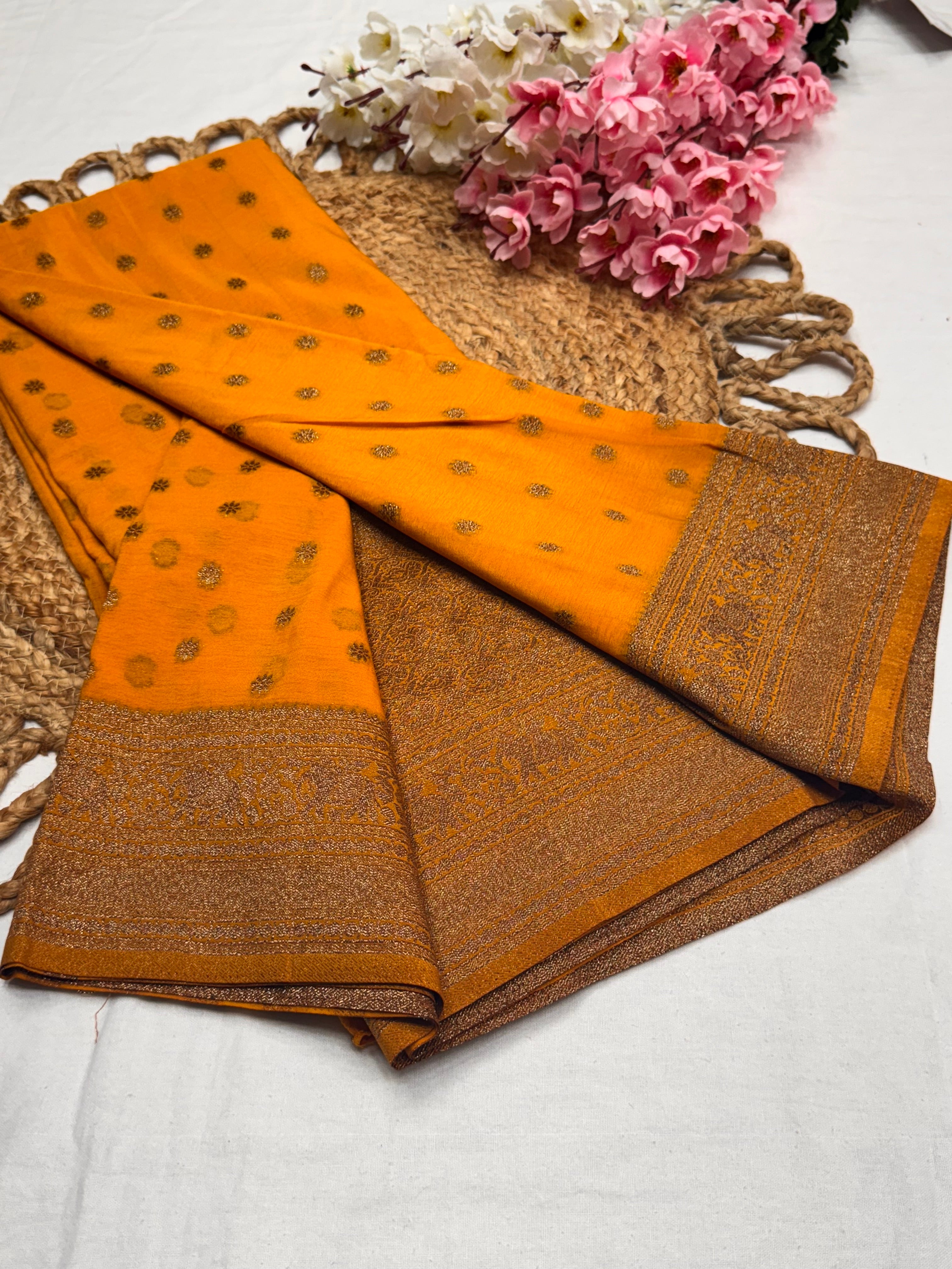 Georgette Self Elephant Border