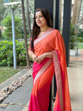 Premium Soft Georgette Pink and Red Color