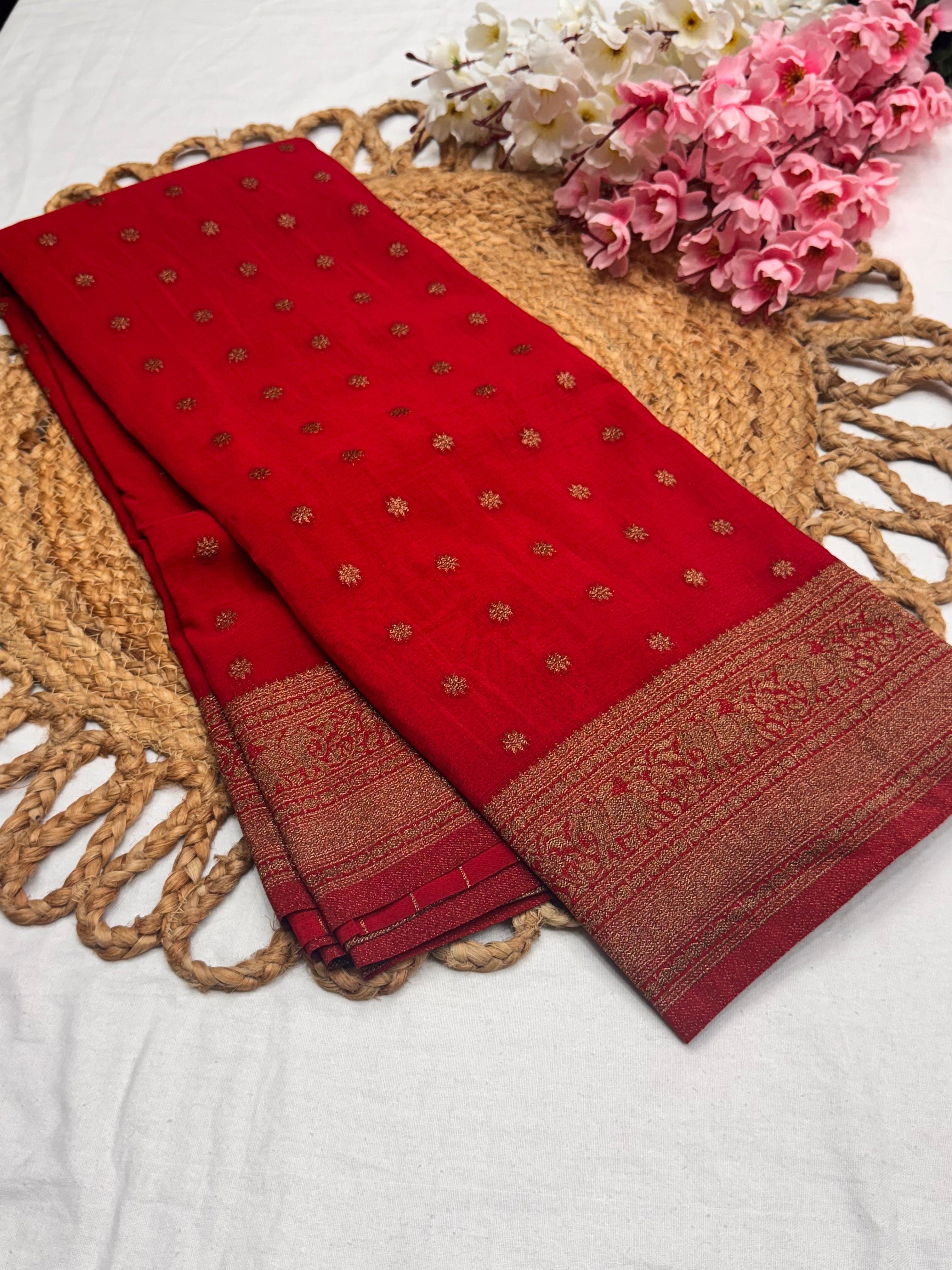 Georgette Self Elephant Border