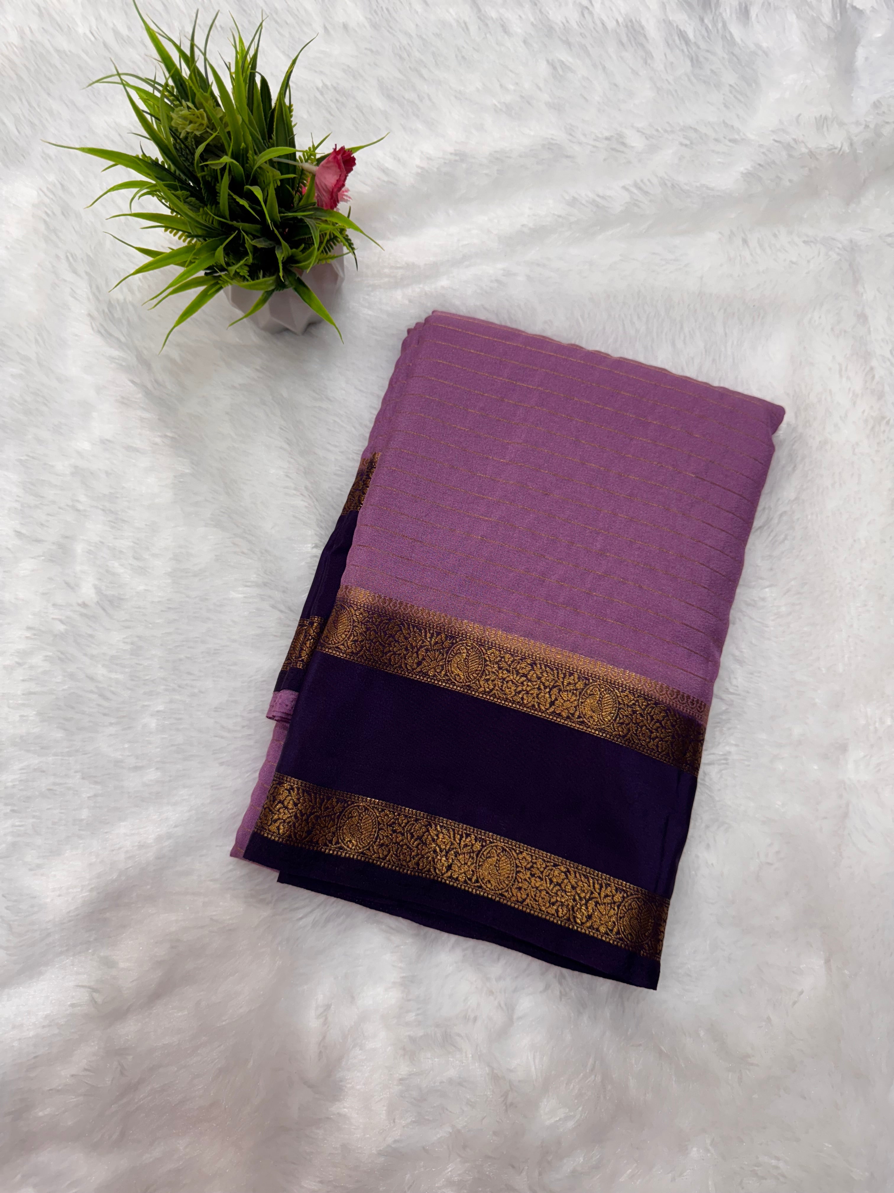 Crepe peacock border with bentex