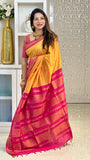 Premium Kalyani Cotton Saree With Yellow and Pink Color