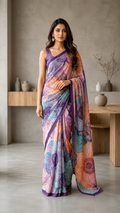 Digital Print Italian Crepe Saree