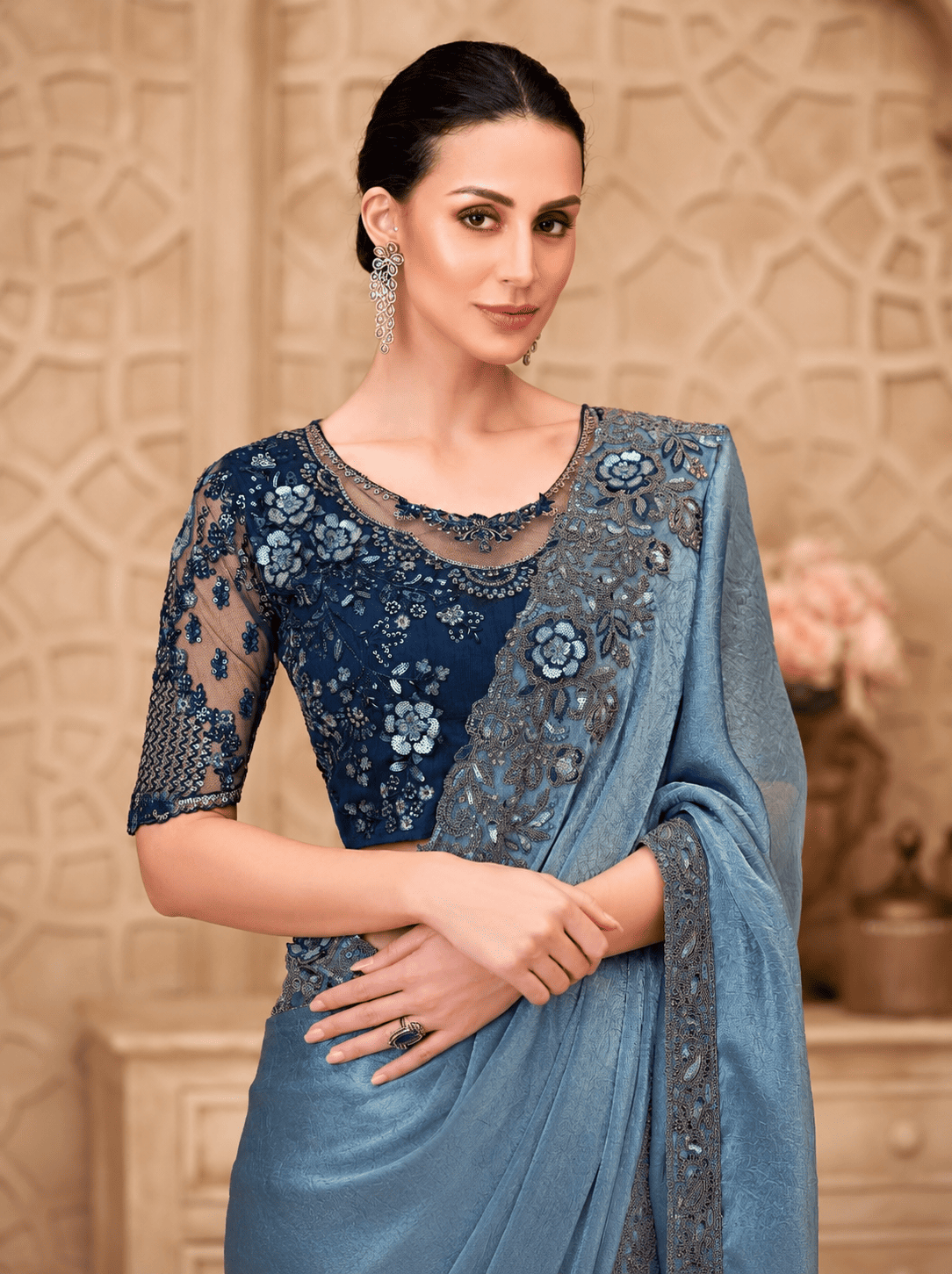 Designer Party Wear Sarees - Silver Screen