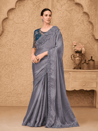 Designer Party Wear Sarees - Silver Screen