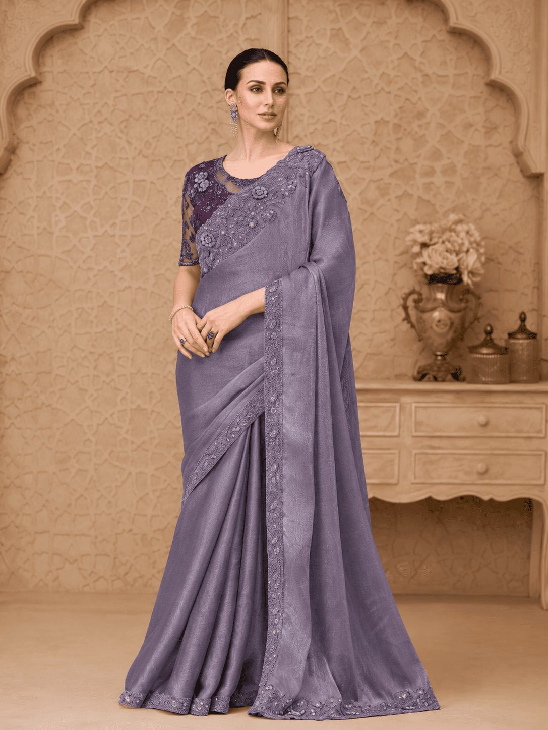 Designer Party Wear Sarees - Silver Screen