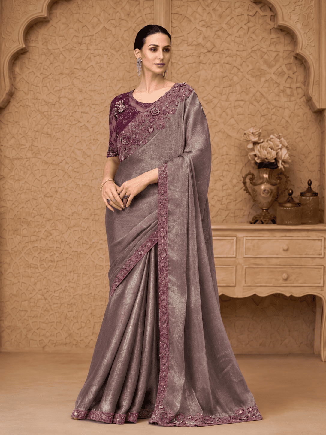 Designer Party Wear Sarees - Silver Screen