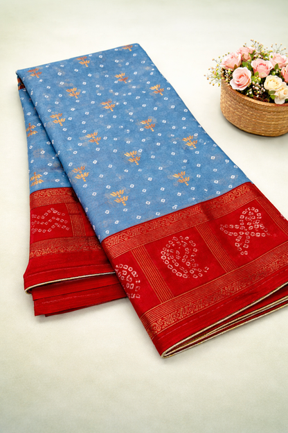 Premium Chiffon Fancy Saree with Bandini Blouse & Pallu