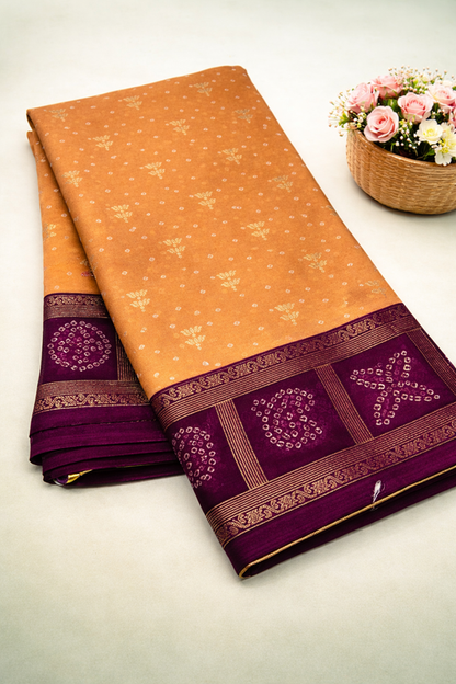 Premium Chiffon Fancy Saree with Bandini Blouse & Pallu