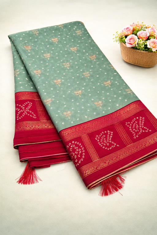 Premium Chiffon Fancy Saree with Bandini Blouse & Pallu