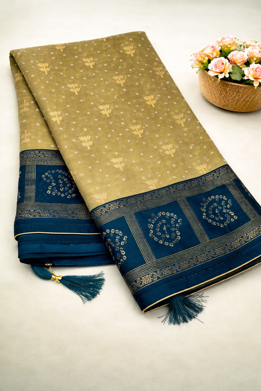 Premium Chiffon Fancy Saree with Bandini Blouse & Pallu