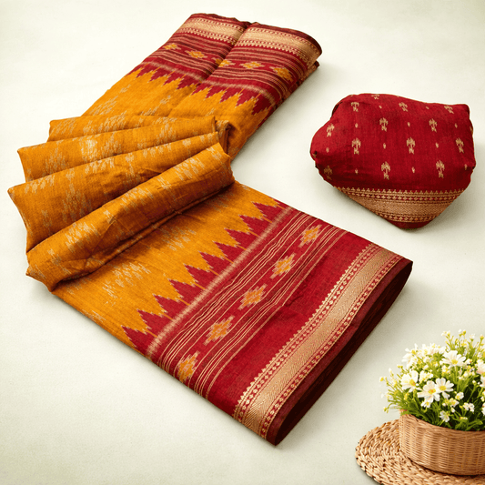 Soft Mul Cotton with Plain Body & Patola Printed Pallu Border & Zari border