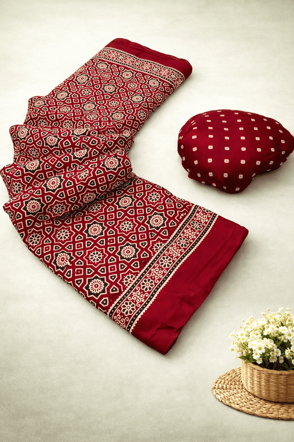 Premium Modal Ajrakh with pagadi patta and handblock print