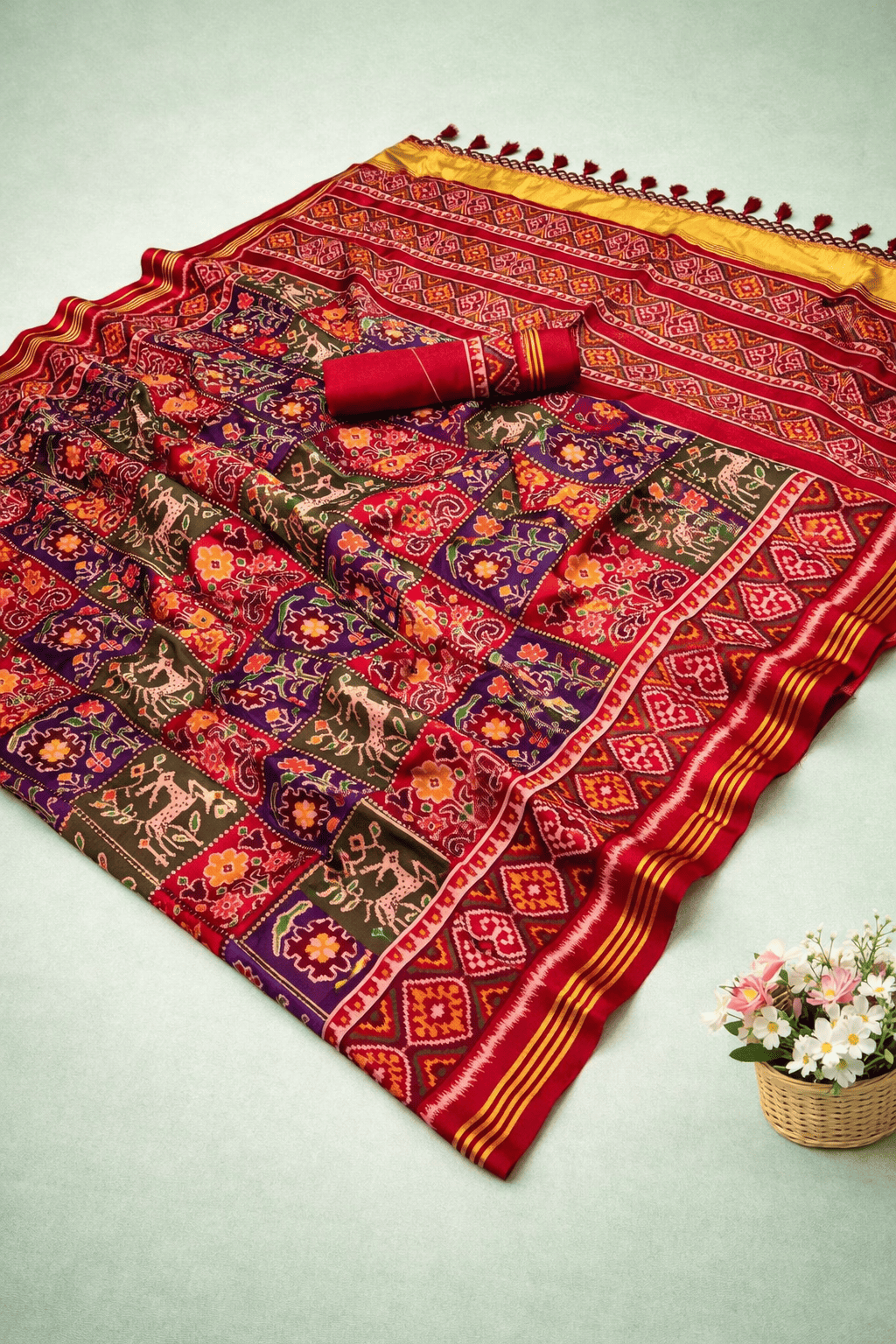 Handloom silk patola with design