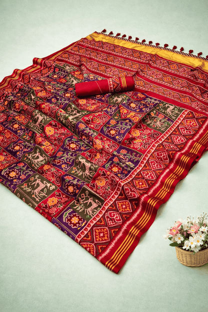 Handloom silk patola with design