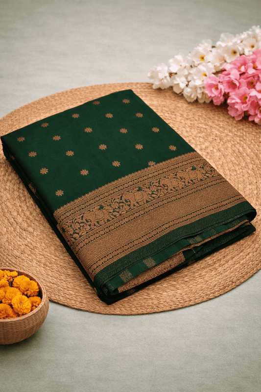 Georgette Self Elephant Border