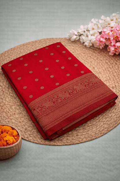 Georgette Self Elephant Border