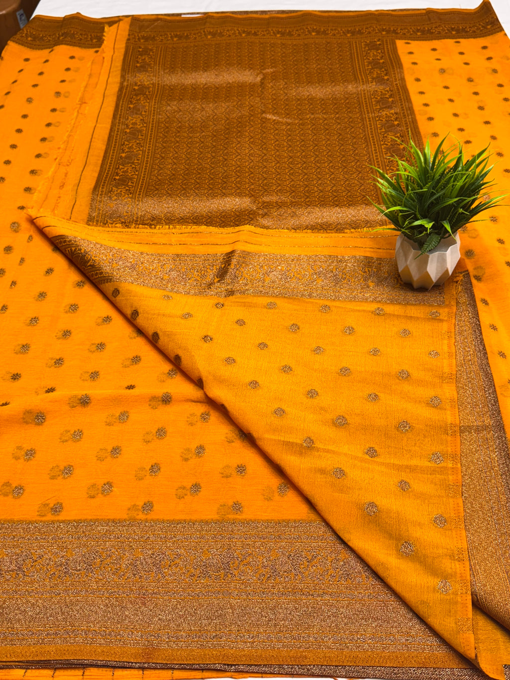 Georgette Self Elephant Border