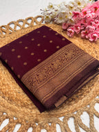 Georgette Self Elephant Border