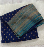 Banarasi Semi Khadi Georgette Saree Blue Colour