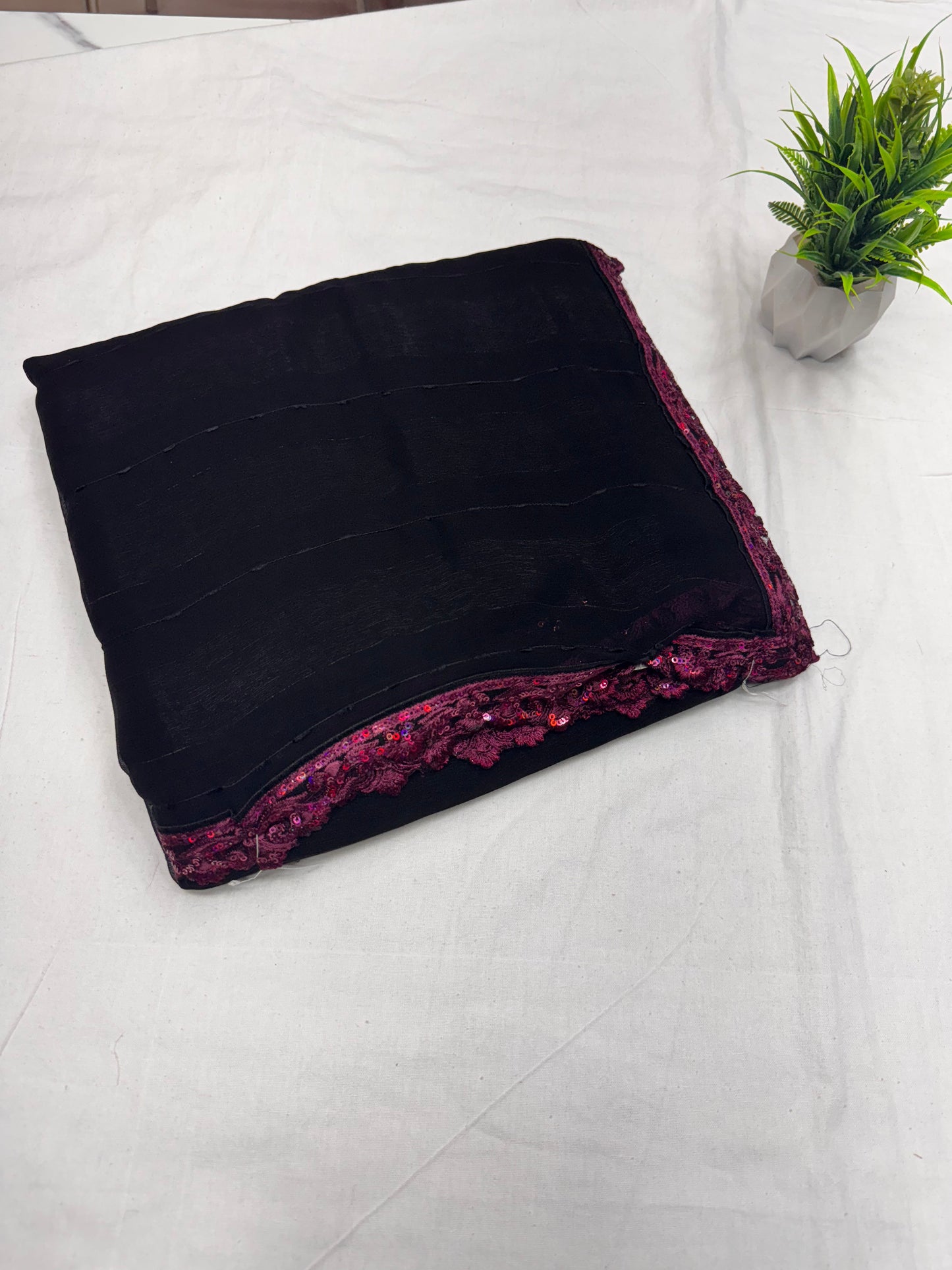 Black Fancy Work Saree