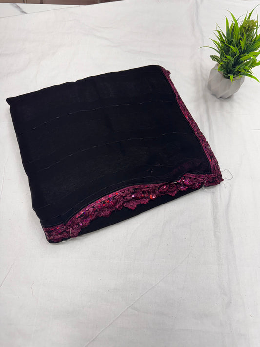 Black Fancy Work Saree